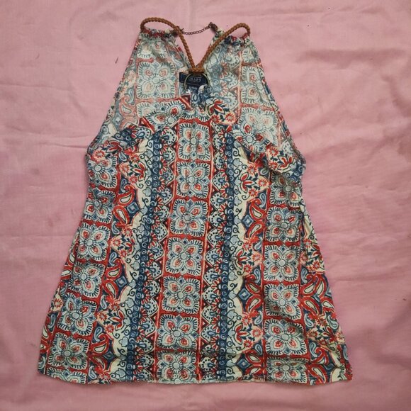 CHAPS DENIM Floral Sleeveless Halter Top Size XL - Picture 4 of 4